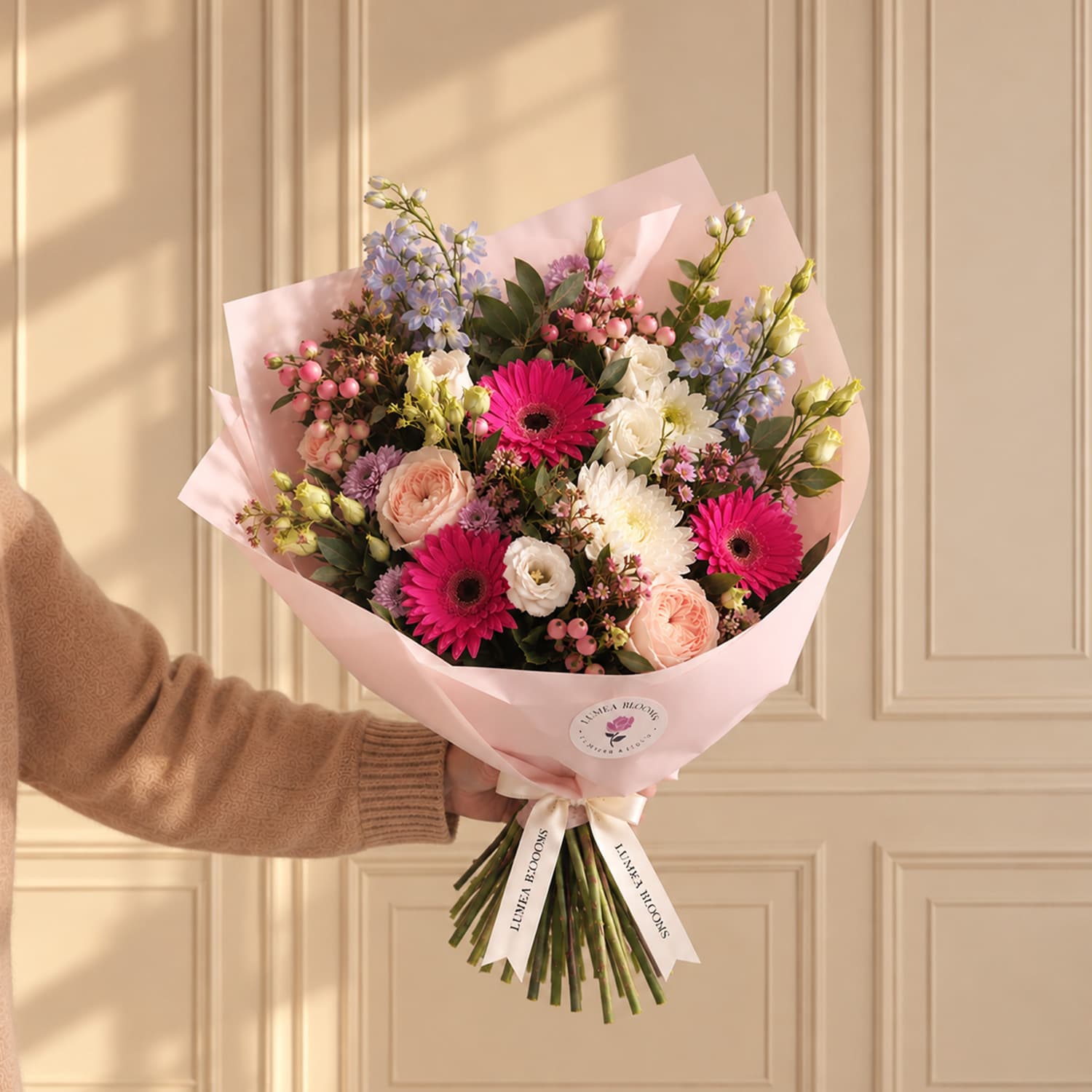 Ramo de flores frescas de temporada elaborado en Madrid por Lumea Blooms